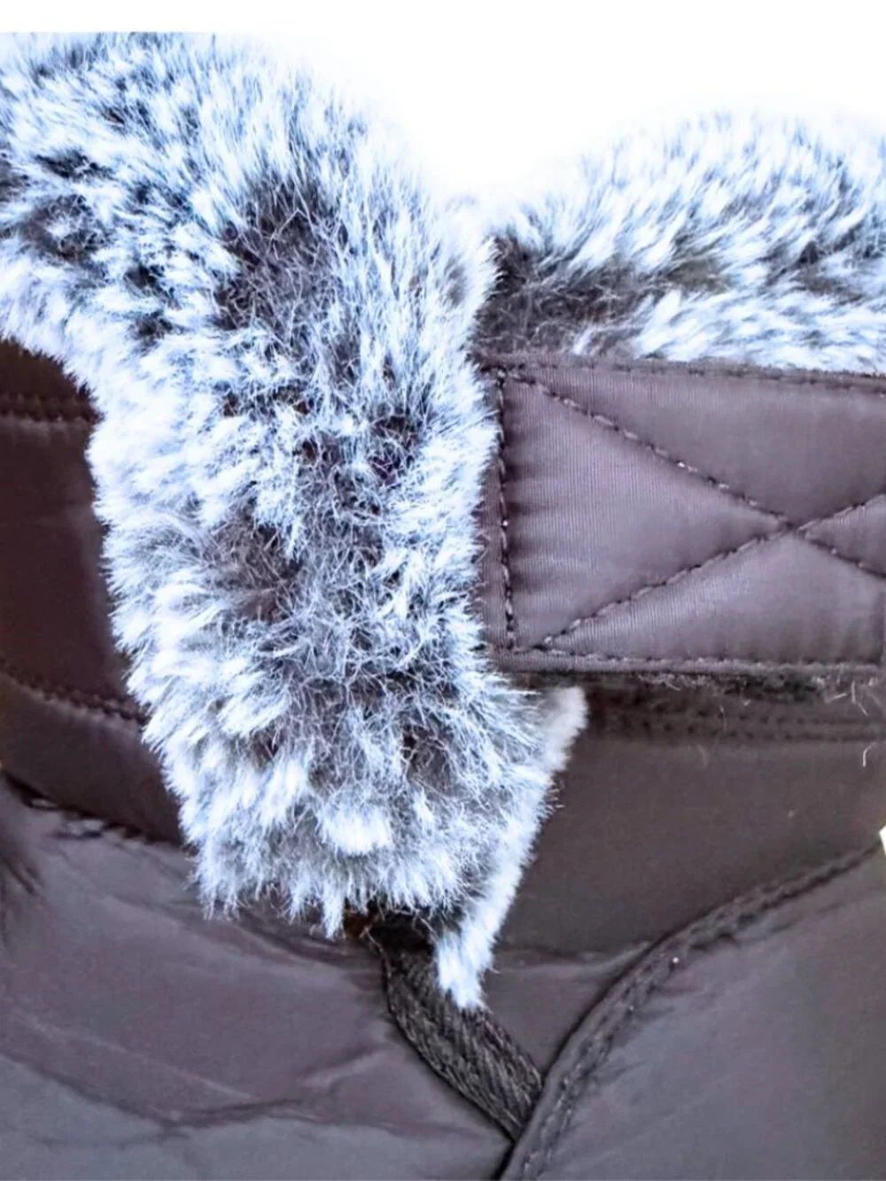 Black Quilted Winter Snow Boots Faux Fur Trim Shoes Size US 5.5 / EU 36